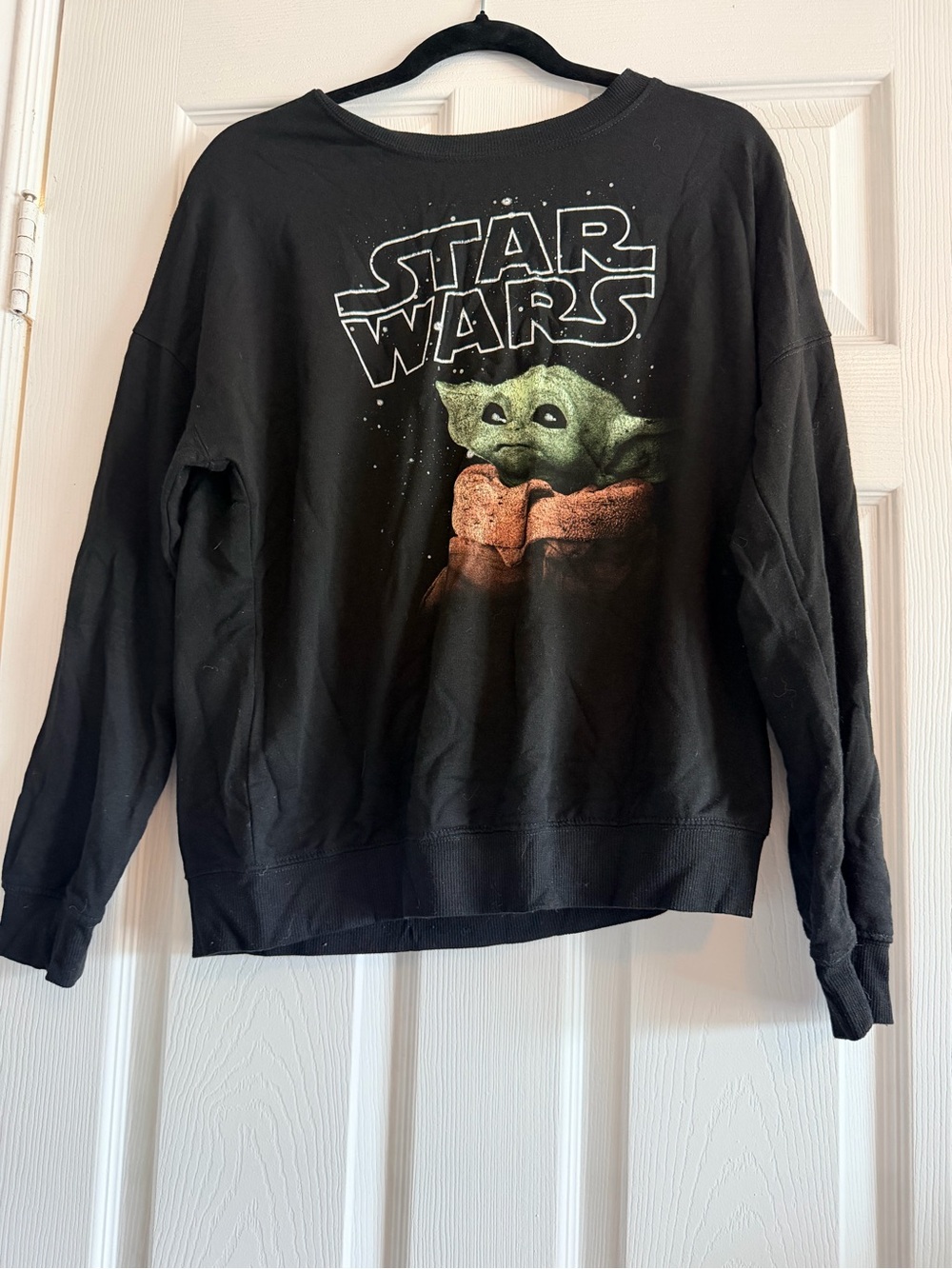 Star Wars Black Crewneck Sweatshirt with The Child Graphic